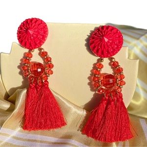 Long Red Tassel Earrings - 💞 Be my valentines